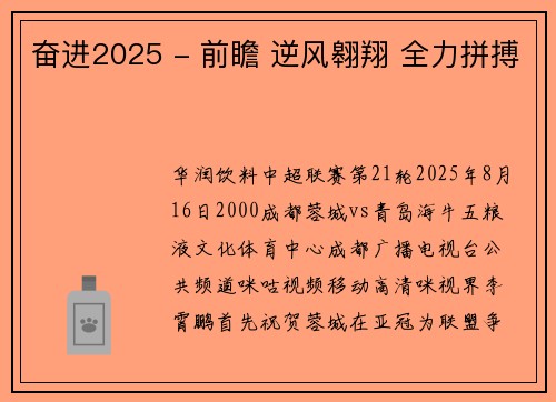 奋进2025 - 前瞻 逆风翱翔 全力拼搏